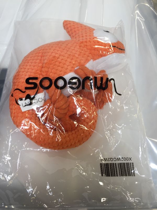 Photo 1 of Plush Dog Squeaky Toys, Durable Rope Dog Chew Toys for Puppy Small Medium Breed Teeth Cleaning,Stuffed Animals Toys- Cute Chameleon(Orange)
