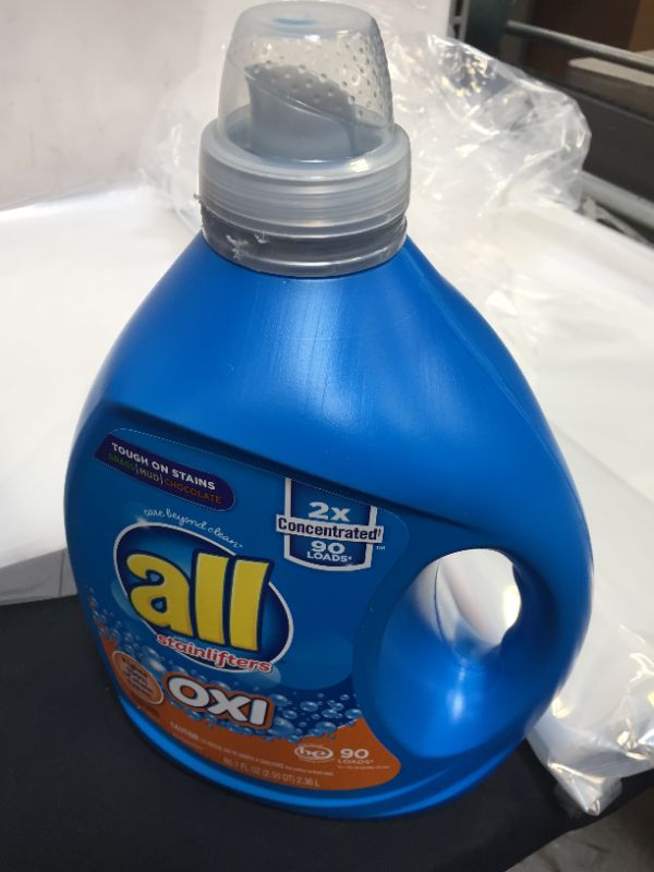 Photo 2 of all Laundry Detergent Liquid, Fights Tough Stains with OXI Power, High Efficiency Compatible, 2X Concentrated, 90 Loads
