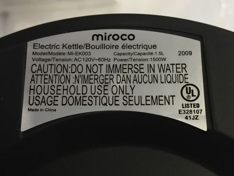 Photo 3 of  Miroco MI-EK003 electric kettle, Large, Black 1.5L