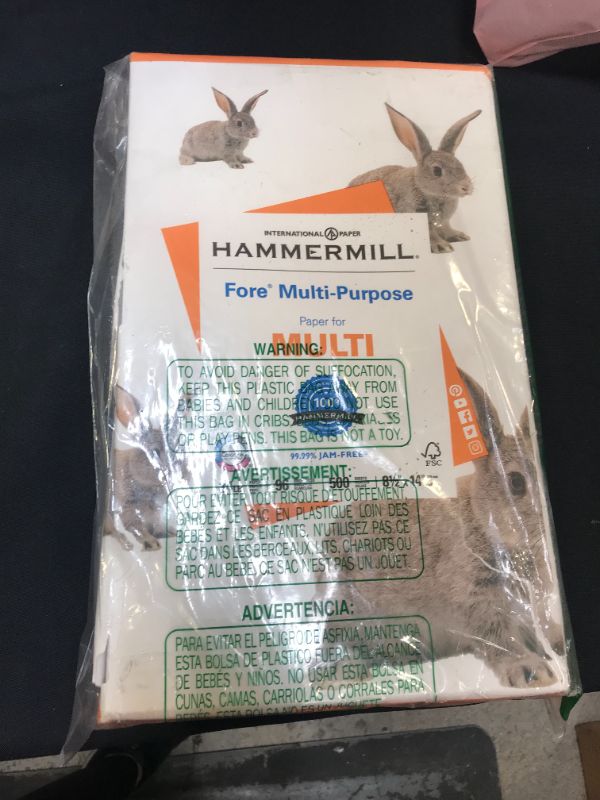 Photo 2 of Hammermill Fore MP Multipurpose Paper, 96 Brightness, 20 lb, 8 1/2 x 14, White, 500 Sheets/Ream
(PACKAGING IS DIRTY)