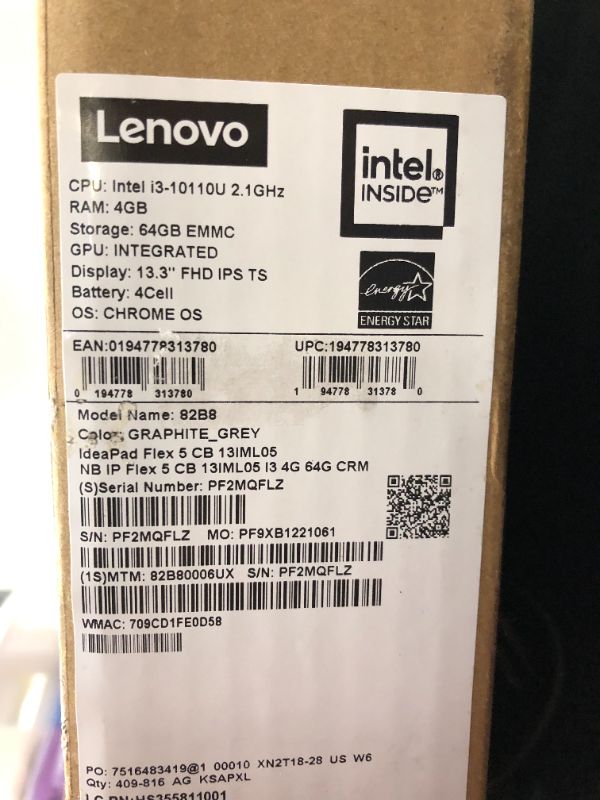 Photo 6 of TESTED - Lenovo Chromebook Flex 5 13" Laptop, FHD Touch Display, Intel Core i3-10110U, 4GB RAM, 64GB Storage, Chrome OS