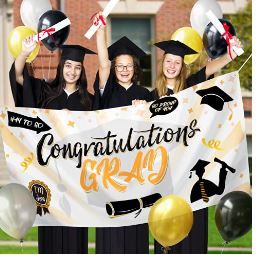 Photo 1 of 2 PACK - Graduation Decorations 2022, Congrats Grad Banner Party Supplies 24PCS - Extra Large 70" X 36" Congratulations Graduate Banner Party Backdrop With Balloons Outdoor Indoor Banner Decor