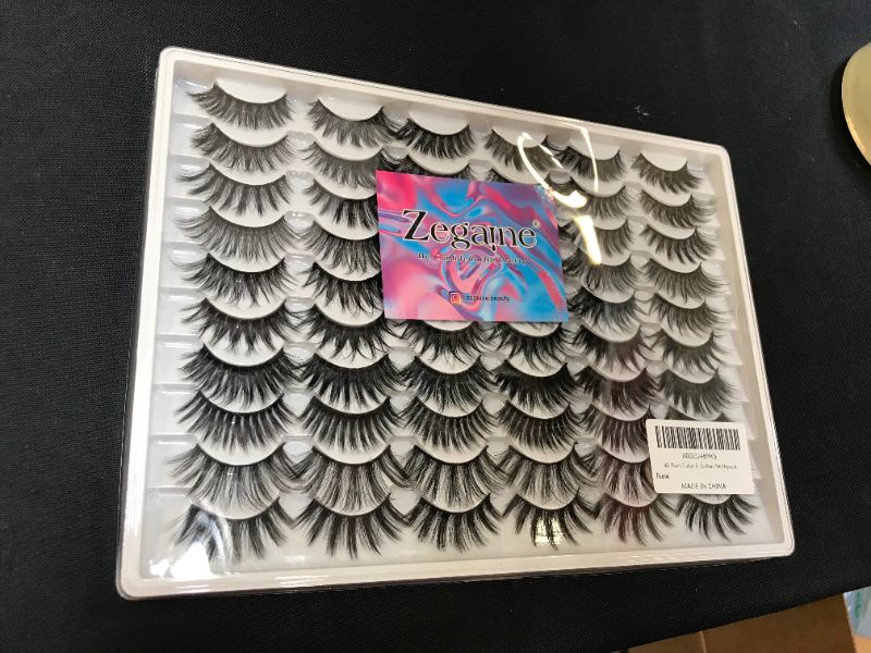 Photo 2 of 30 Pairs False Eyelashes Wholesale 10 Styles Mixed ZEGAINE Dramatic 3D Faux Mink Lashes Thick Fluffy Volume Soft Crossed Fake lashes Multipack