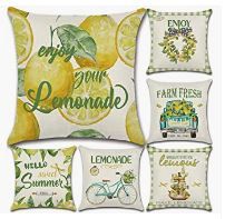 Photo 1 of Artivestion Summer Pillow Covers 18X18 Set of 6 Outdoor Pillow Covers Lemon Decor Pillow Covers for Living Room Couch Bedding Porch Outdoor