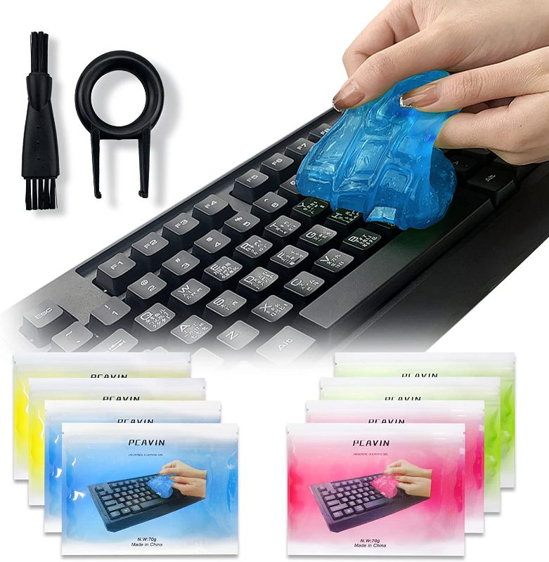 Photo 1 of 8 Pack Keyboard Cleaner Gel, Detailing Dust Cleaning with 2 Keyboard Clean Kit, Car Cleaning Putty for Dashboard Vent, Slime for Office Electronics, Laptop, Air-conditioners, Calculators & Printers