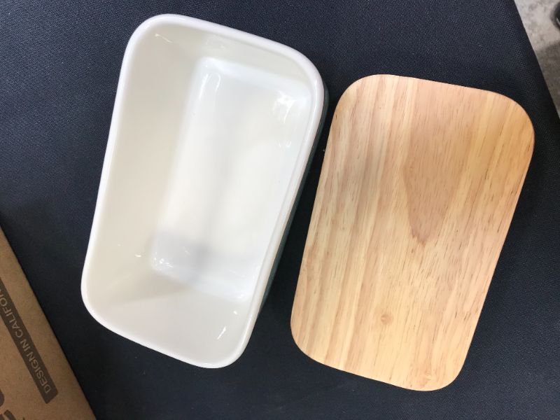 Photo 2 of BUTTER DISH WITH WOOD LID (BLUE)