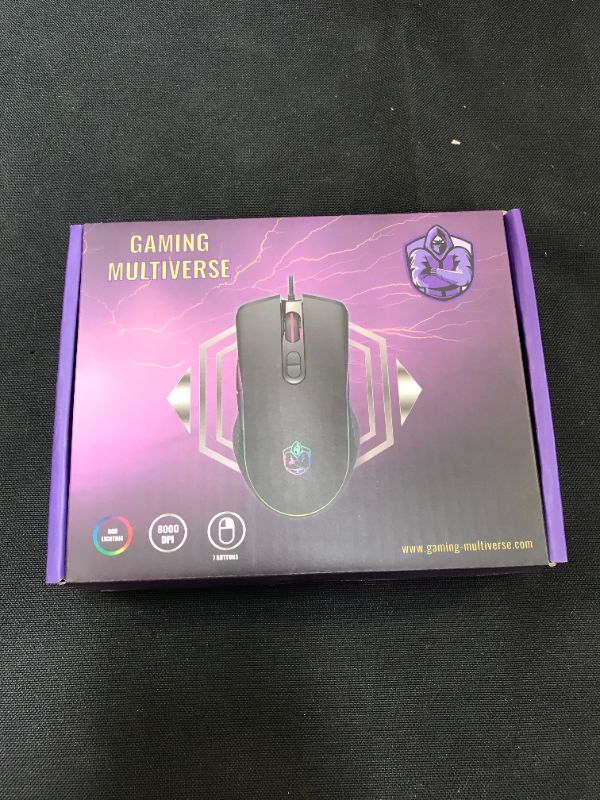 Photo 2 of Gaming Multiverse 8000 DPI 1000Hz RGB Wired PROGRAMMABLE+Software for Buttons, RGB Modes Gaming Mouse for Laptop Desktop 7 Buttons DPI 1000,1600,3200,6400, 8000. Windows VISTA/XP/7/8/10, MAC, OSX