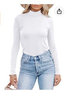 Photo 1 of LILLUSORY Women's Turtleneck Long Sleeve Shirts Mock Neck Slim Fitted Casual Pullovers Underscrubs Layer Tee Tops
MEDIUM