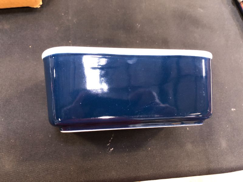 Photo 2 of BLUE BUTTER DISH WITH WOOD LID