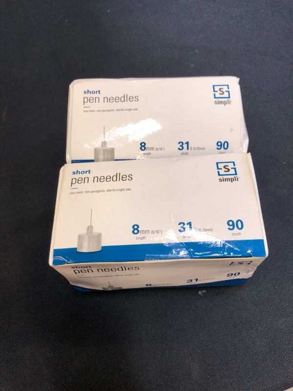 Photo 2 of 2 PACK - SIMPLI Insulin Pen Needles for at-Home Insulin Injections, Compatible with Most Diabetes Pens and Injection Devices, Size: Short 8mm (5/16”) x 31G, 90 Count