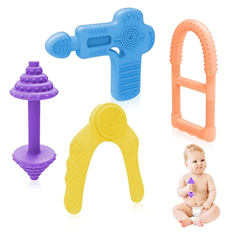 Photo 1 of Baby Teething Toys,Silicone Baby Teether BPA Free, Soothe Babies Teething Relief Sore Gums, Teether Set for Infant Boys and Girls(4 pcs)
