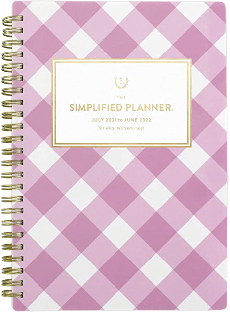 Photo 1 of Academic Planner 2021-2022, Simplified by Emily Ley for AT-A-GLANCE Weekly & Monthly Planner, 5-1/2" x 8-1/2", Small, for School, Teacher, Student, Pink Gingham (EL62-200A)
