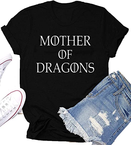 Photo 1 of Mother of Dragons T Shirt Women Teen Girls Cute Graphic Tees Summer Short Sleeve Casual
