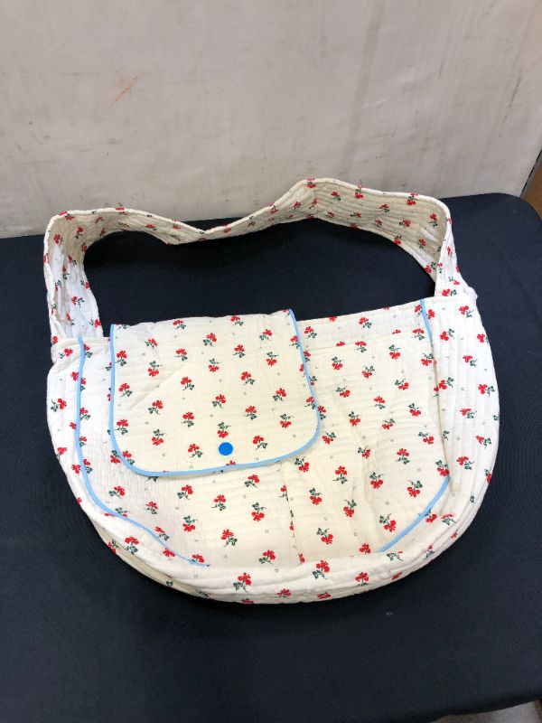 Photo 1 of Women's White and Floral Tote Bag