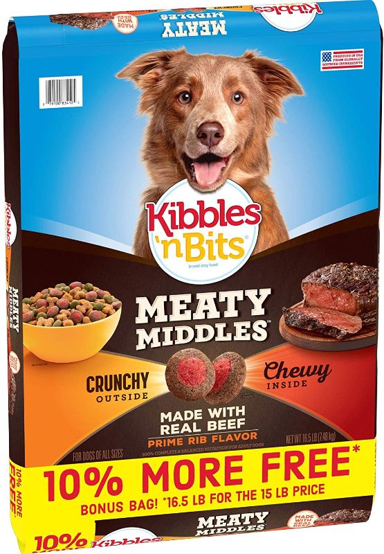 Photo 1 of A Home for Spot Charity Auction - Best By JUNE 09 2022  - Kibbles 'n Bits Meaty Middles Prime Rib Flavor, Dry Dog Food, 16.5 lb Bag
