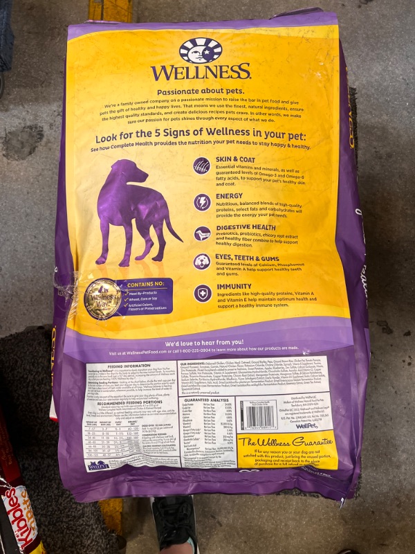 Photo 3 of A Home for Spot Charity Auction - Best By APRIL 1 2022 - Wellness Complete Health Dry Dog Food with Grains, Chicken & Oatmeal, 30-Pound Bag
