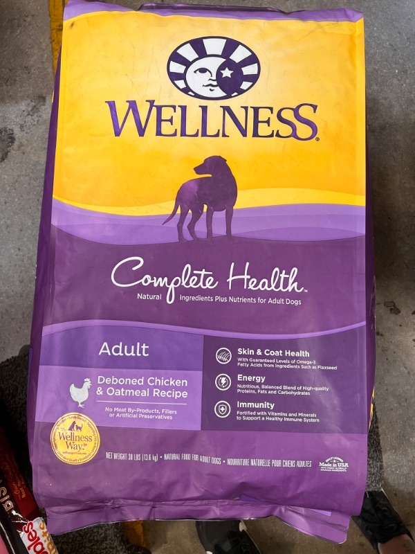 Photo 2 of A Home for Spot Charity Auction - Best By APRIL 1 2022 - Wellness Complete Health Dry Dog Food with Grains, Chicken & Oatmeal, 30-Pound Bag

