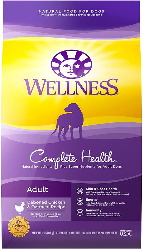 Photo 1 of A Home for Spot Charity Auction - Best By APRIL 1 2022 - Wellness Complete Health Dry Dog Food with Grains, Chicken & Oatmeal, 30-Pound Bag
