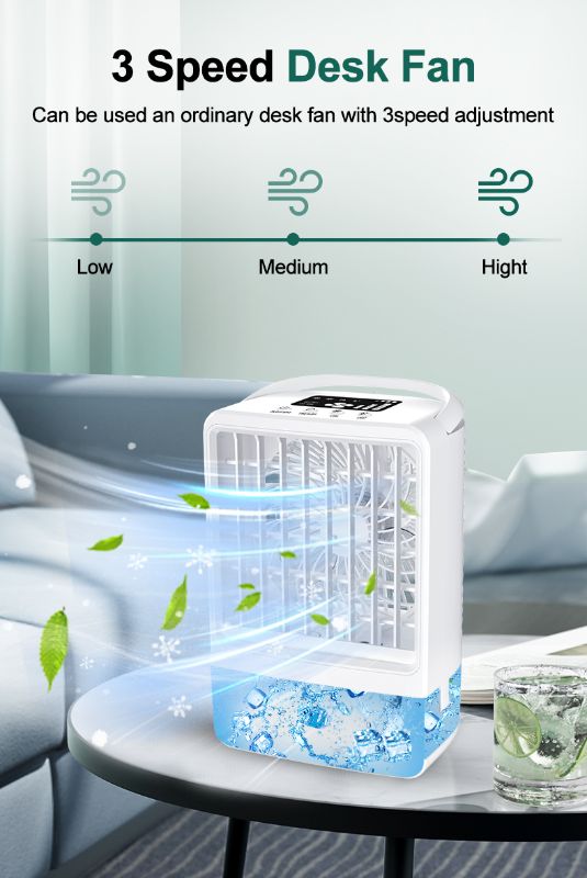 Photo 1 of 2021 Small Battery Powered Rechargeable Mini Portable Mini Air Cooler Desktop USB Air Conditioner Fan
