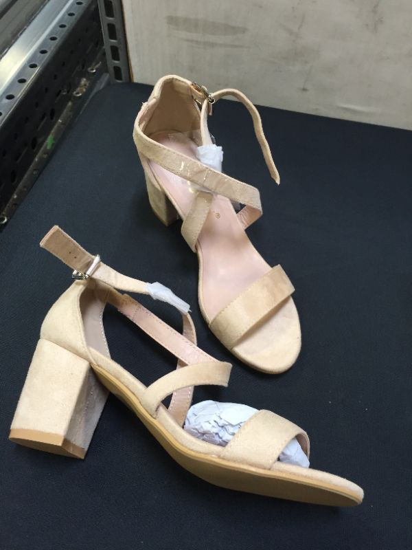 Photo 1 of Women’s Beige Strappy Cuban High Heeled Shoes Size 6