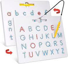 Photo 1 of Gamenote Double Sided Magnetic Letter Board - 2 in 1 Alphabet Magnets Tracing Board for Toddlers ABC Letters Uppercase & Lowercase Practicing ( MISSING THE PEN )