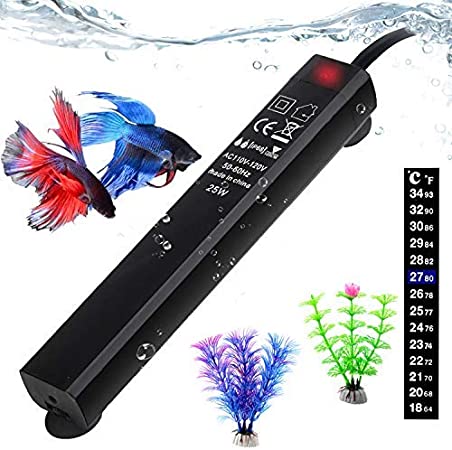 Photo 1 of 

Betta Fish Tank Heater, 25W Mini Aquarium Heaters Free 2 Artificial Plants 1 Stick-on Thermometer Strip 2 Suction Cups, Water Warmer Temperature Controller Smart Thermostat for 3-5 Gallon Tank