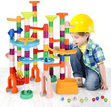 Photo 1 of Marble Run,135 PCS Marble Maze Building Block Toys Gravitrax Marble Run for Kids,STEM Learning Toys Marble Track Race Tower Model Creative Birthday Gift with 60 Marbles for Boys & Girls 3 4 5 6 7 8 9