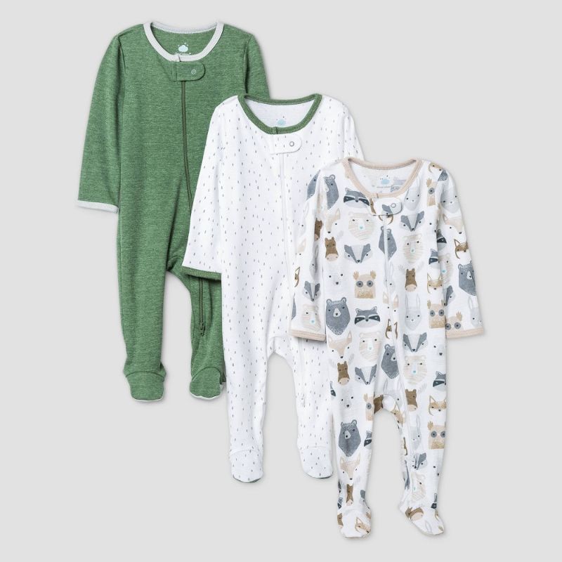 Photo 1 of Baby Boys' Little Cub Sleep N' Play - Cloud Island™ Olive Green/White ( 2 pack) (6pcs total)
size 0-3 M