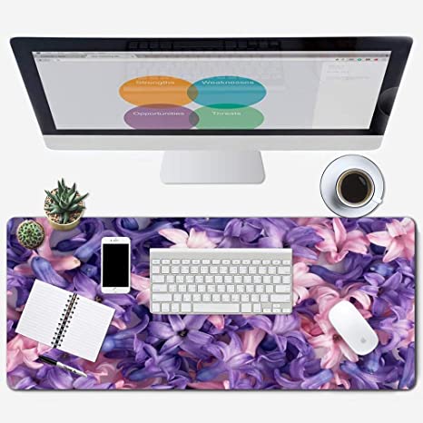 Photo 2 of TobyFord XXL Large Extended Gaming Mouse Pad with Stitched Edge Non-Slip Rubber Base Mouse Mat Flower Desk Pad Protector Desk Mat for Esports Pros Gamer (31.5x11.8In)
