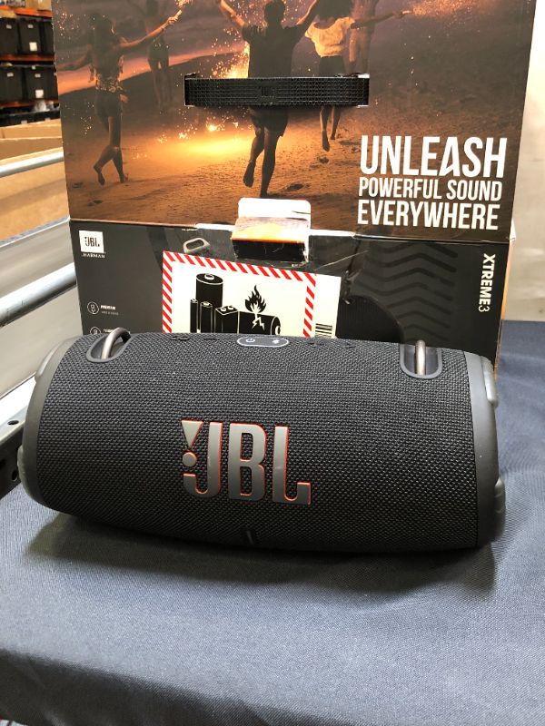 Photo 3 of JBL Xtreme 3 - Portable Bluetooth Speaker, Powerful Sound and Deep Bass, IP67 Waterproof, 15 Hours of Playtime, Powerbank, JBL PartyBoost for Multi-speaker Pairing (Black)
