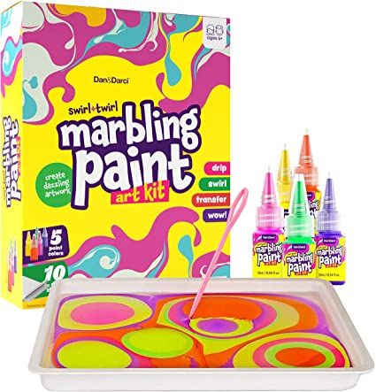 Photo 1 of Marbling Paint Art Kit for Kids - Arts and Crafts for Girls & Boys Ages 6-12 - Craft Kits Art Set - Best Tween Paint Gift Ideas for Kids Activities Age 4 5 6 7 8 9 10 Year Old - Marble Painting Kits