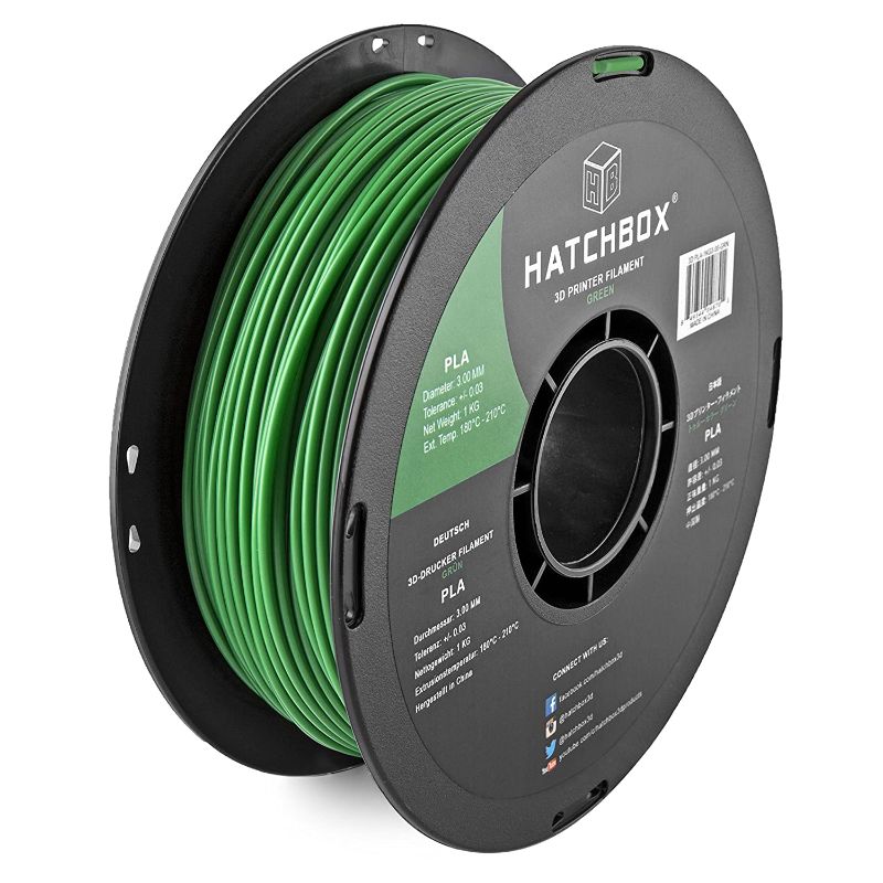 Photo 1 of HATCHBOX PLA 3D Printer Filament, Dimensional Accuracy +/- 0.03 mm, 1 kg Spool, 3.00 mm, Green
(FACTORY SEALED)