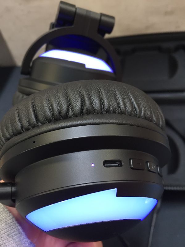Photo 1 of YOWU RGB Cat Ear Headphone 3G Wireless 5.0 Foldable Gaming Headset with 7.1 Surround Sound, Built-in Mic & Customizable Lighting and Effect via APP, Type-C Charging Audio Cable-Black
