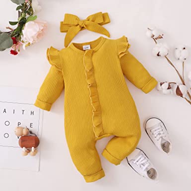 Photo 1 of 0-3 Month Infant Jumpsuit - Mustard 