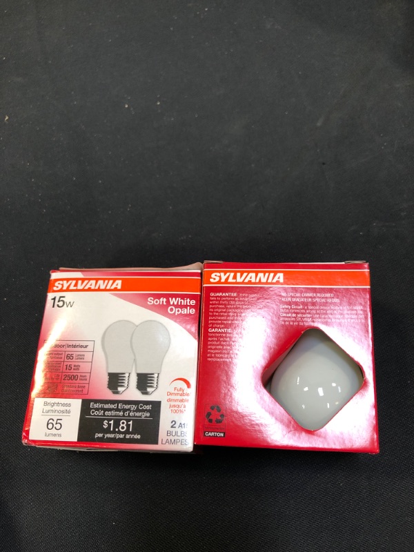 Photo 1 of  SYLVANIA 2-Pack 15-Watt A15 Medium Base Soft White Dimmable Incandescent Light B  (2 pcs ) 
