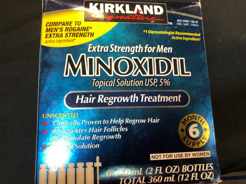 Photo 2 of 6 Months Kirkland Minoxidil 5% Extra Strength Hair Loss Regrowth Treatment Men, 12 Fl Oz--Exp Aug 2022
