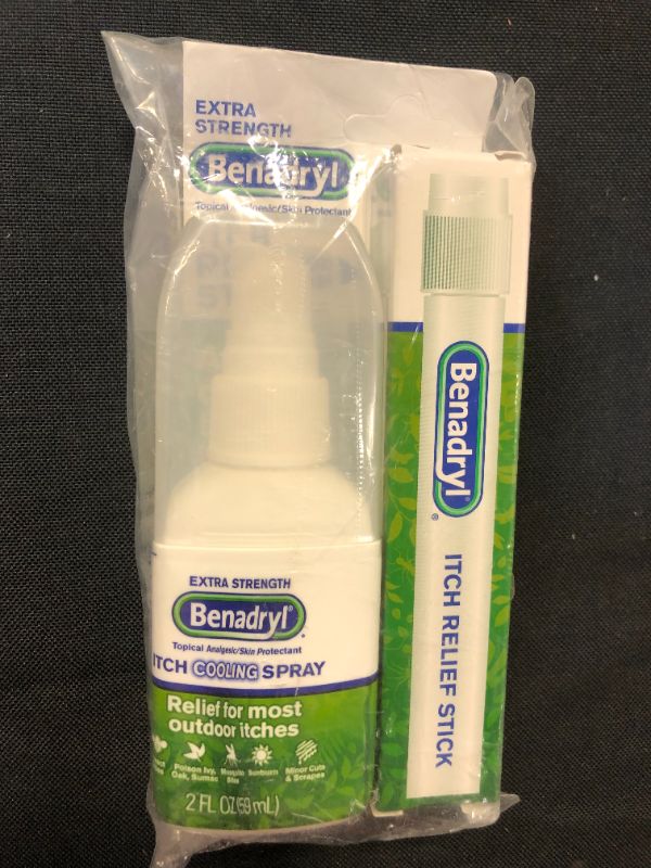 Photo 2 of Benadryl Extra Strength Cooling Anti-Itch Spray 2 fl. Oz and Benadryl Extra Strength Itch Relief Stick 0.47 fl. oz, Both with Diphenhydramine 1 ea
