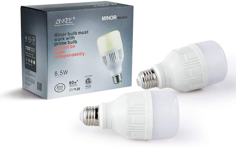 Photo 1 of ANKEE Smart LED Light Bulb - E26 WiFi 8.5Watt Warm White Dimmable Group Light Bulbs, Controlled in Unison – No Hub Required, Compatible with Alexa and Google Assistant (2 Minor Bulbs)
