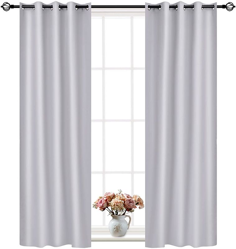 Photo 1 of Dongzhur 1 Panel of Grey Blackout Curtains with Grommets. Insulated Thermal Window Panel is 54" X 84" in Size and Includes Matching Tie-Back--One PAnel Only 
