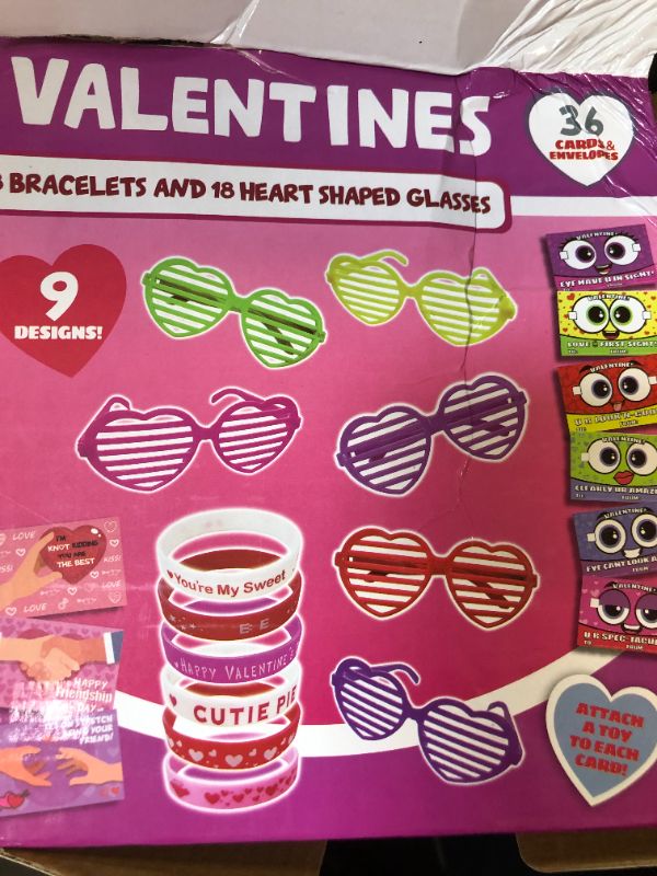 Photo 2 of 18 Packs Valentine’s Day Heart Shaped Glasses with Cards for Valentine Party Favors, Classroom Prize Supplies, Valentine’s Greeting Cards, Valentine Exchange Gifts