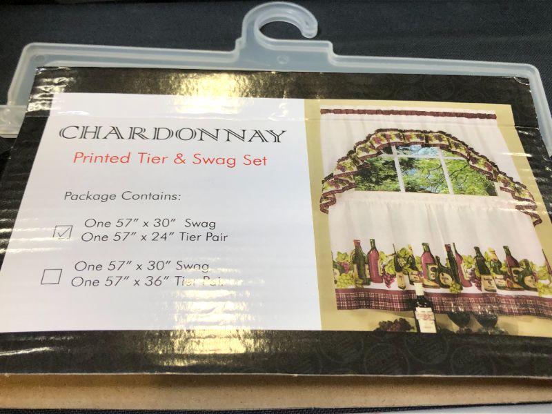 Photo 3 of Achim Home Furnishings Chardonnay Tier and Swag Set, 57 in x 24 in, Burgundy
