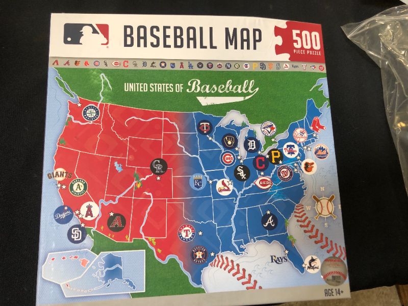 Photo 2 of MasterPieces MLB USA Map Jigsaw Puzzle, United States of Baseball, 500 Pieces

