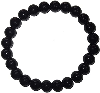 Photo 1 of Black Obsidian Bracelet Beaded Bracelets for Men Women Boys and Girls Stretch Bracelet 5.51 Inch 2 Count 