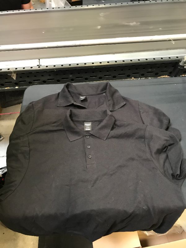 Photo 1 of  BLACK HANES X-TEMP BLACK POLO SHIRT ( PACK OF 2 ) ( SIZE: XLARGE) 