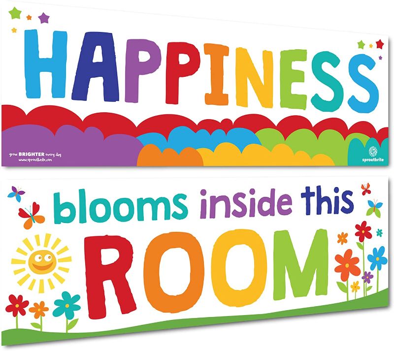 Photo 1 of Sproutbrite Classroom Welcome Decorations - Inspirational Posters and Banners for Teachers - Bulletin Board and Wall Decor for Pre School, Elementary and Middle School
