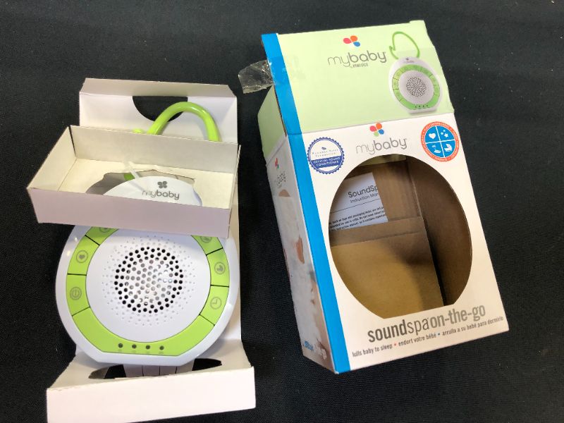 Photo 2 of myBaby Soundspa On?the?Go, Plays 4 Soothing Sounds, Adjustable Volume Control, Adjustable Clip for Strollers, Diaper Bags, Car Seats, Small and Lightweight, Aut


