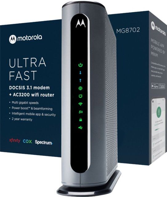 Photo 1 of Motorola - MG8702 32x8 DOCSIS 3.1 Cable Modem + AC3200 Router - Black
