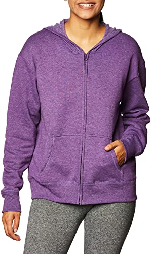 Photo 1 of Hanes Women's EcoSmart Full-Zip Hoodie Sweatshirt, PURPLE, SMALL