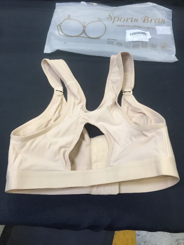 Photo 4 of SHAPERX Women‘s Post-Surgery Front Closure Brassiere Sports Bra, MEDIUM, BEIGE