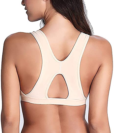 Photo 2 of SHAPERX Women‘s Post-Surgery Front Closure Brassiere Sports Bra, MEDIUM, BEIGE